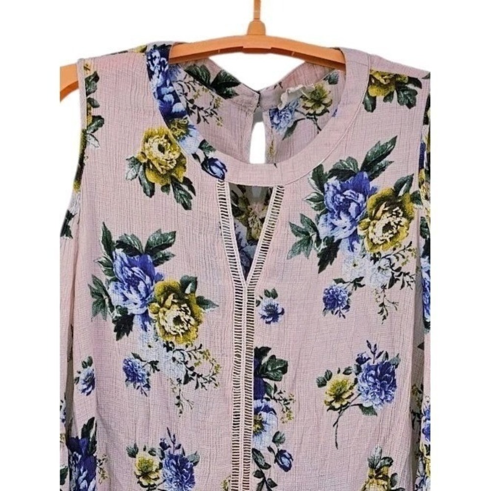 Perch by‎ Blu Pepper Womens Floral Keyhole Cold Shoulder Tunic Top 2XL